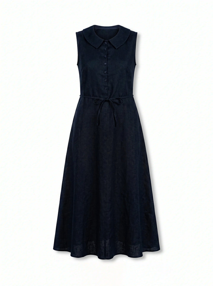 Linen Mock Neck Dress