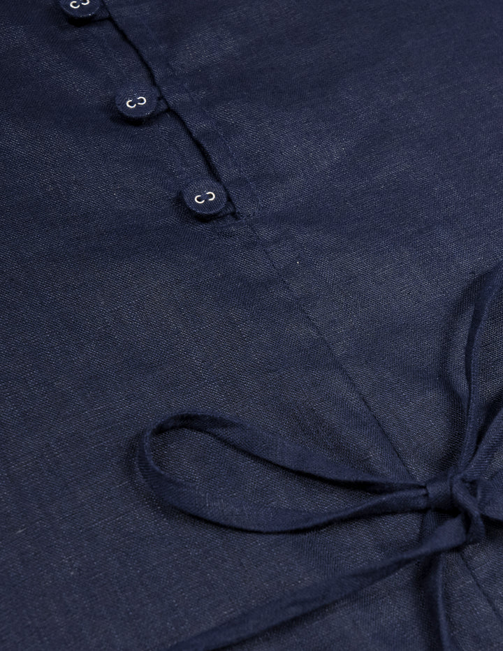 Linen Mock Neck Dress