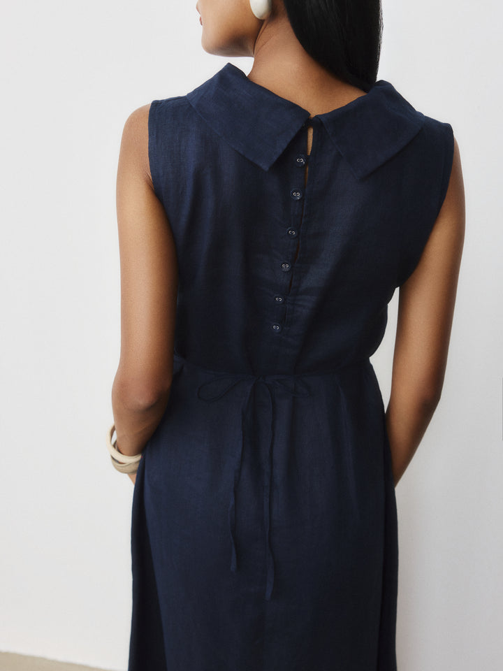 Linen Mock Neck Dress